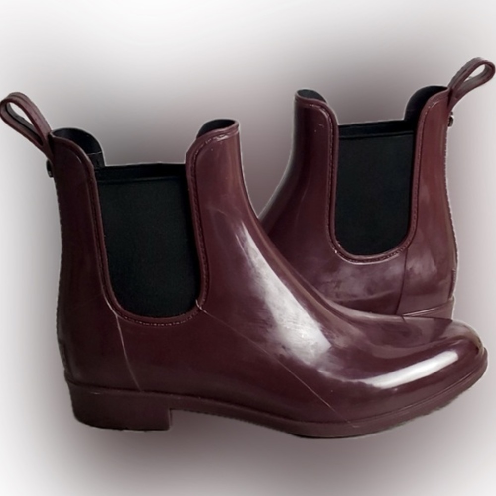 SAM EDELMAN TINSLEY Chelsea Rain Bootie Eggplant Purple Waterproof Size  7